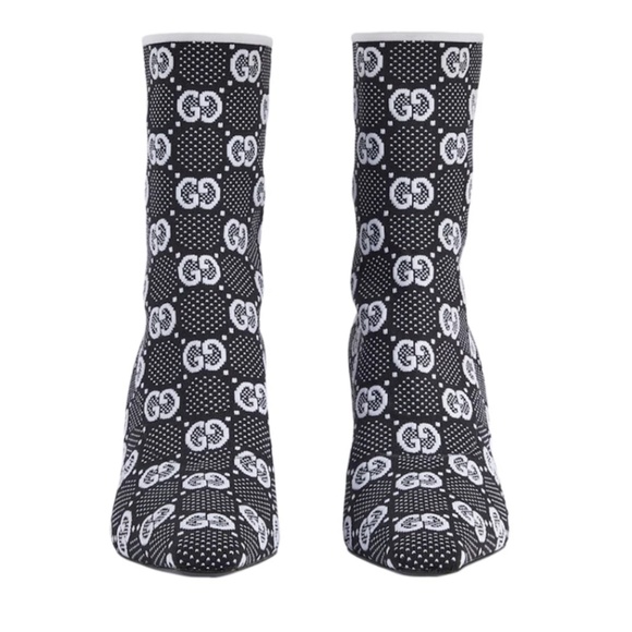 Gucci GG 75mm Knit Ankle Boots Size 7 - Picture 3 of 13